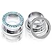Oyaface 316L Stainless Steel With Blue Rhinestone Crystal Ear Tunnel Plugs Ear Gauges Expanders Body Piercing 4mm