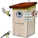 Produktbild ERDENFREUND® Meisen Nistkasten 28mm Katzen-/Marderschutz innen Nistkasten für Vögel mit pickfestem Spechtschutz aus rostfreiem Metall Nistkasten Meise