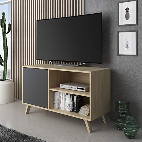 Miniatura 2 de Skraut Home | Mueble de TV para Salón | 57 x 95 x 40 cm | Indicado para TV de 32/40" | Modelo Wind 100 | Puccini | Puerta Abatible Color Gris