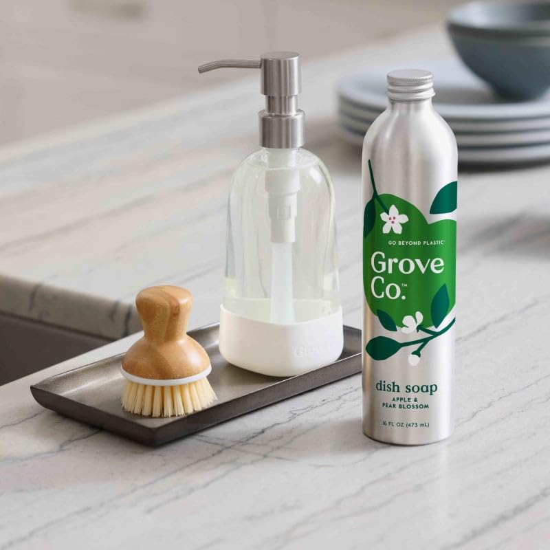 Image of Grove Co. Hydrating Dish Soap Refill 3-Pack - High Performance Gel with Apple & Pear Blossom Scent, Plant-Based USDA Biobased Aluminum Bottles, 48 oz Total