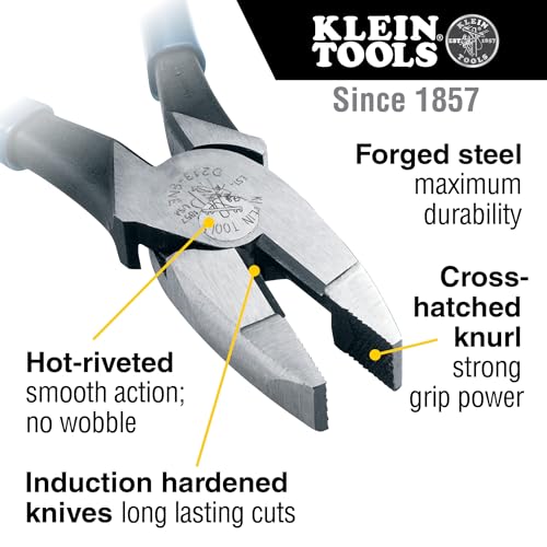 Klein Tools D213-8NE Pliers, 8-Inch Side Cutters, High Leverage Lineman's Pliers Cut Copper, Aluminum and other Soft Metals by KLEIN TOOLS - Image 2