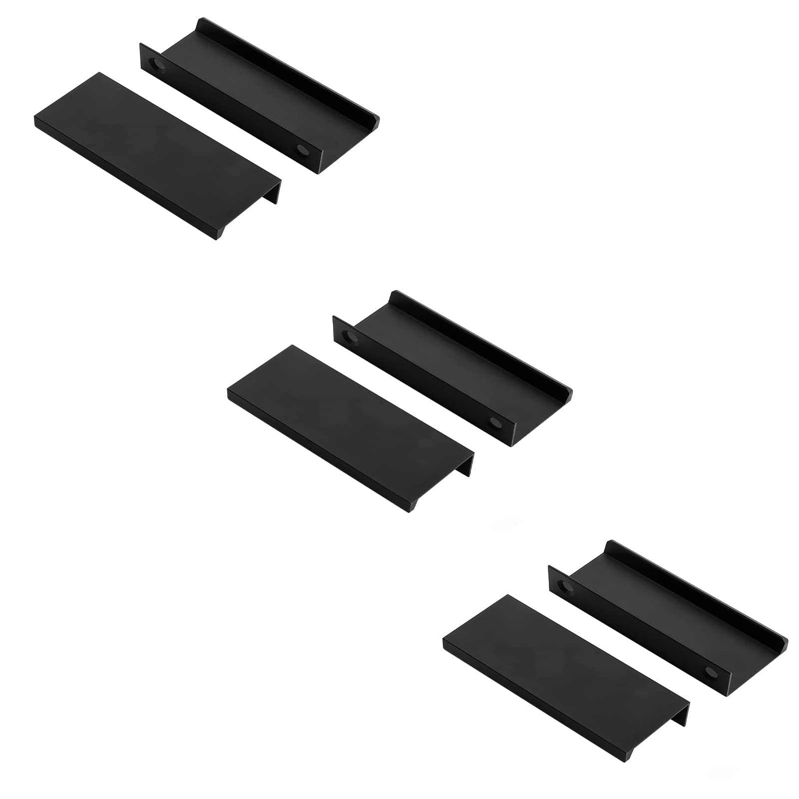 6 Pack Black Cabinet Finger Pulls, Finger Tab Handles 80mm/3.15" Length Edge Pulls Modern Drawer Pulls Minimalist Finger Pulls Matte Black Edge Handles for Kitchen Drawer Finger Edge Pull Tab Handle