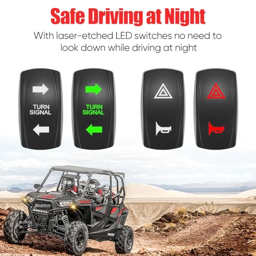 Image of Pre-wired UTV Turn Signal Kit, Universal ATV Street Legal Kit with Horn /Hazard /Blinker Rocker Switch, Plug-and-play Design, Compatible with Polaris RZR /Ranger, Honda Pioneer /Talon, SXS, CFMOTO