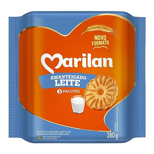 Biscoito Amanteigado Leite Marilan Pacote 280g 3 unidades