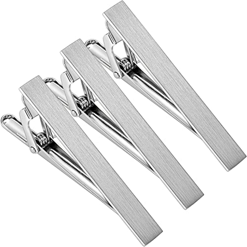 Hawson 2 Inch Tie Bar Clips For Men Set Of 3 Pcs Silver Necktie Accessories Perfect Wedding Business Gift #TOP13