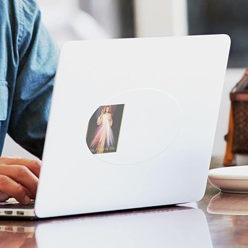 Miniatura 2 de CafePress Pegatina ovalada negra para parachoques de coche Divine Mercy Jesus I Trust in You