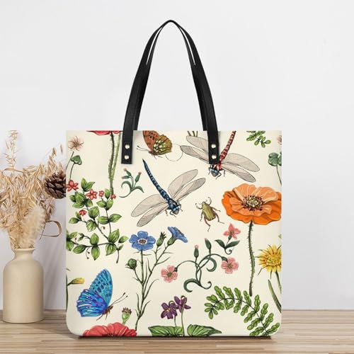 Sac shopping libellule et papillon pour femme 39x39cm - 3