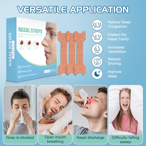 Aysoi Anti Snoring Nasal Strips - Drug-Free Breathing Aid with Dual Elastic Bands, Breathable Non-Woven Fabric for All-Night Comfort