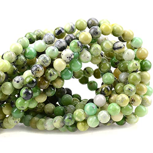 Image of 80Pcs Natural Crystal Beads Stone Gemstone Round Loose Energy Healing Beads with Free Crystal Stretch Cord for Jewelry Making (Australian Chrysoprase, 10mm)