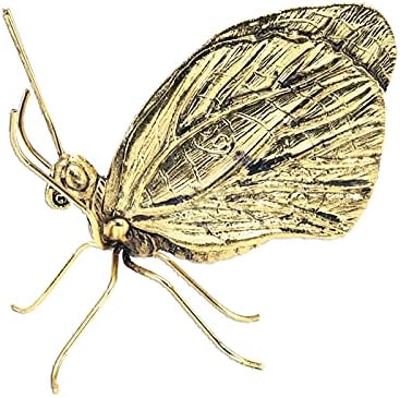 kekafu Gold Butterfly Sculpture Brass Animal Figurines Metal Desktop Ornament for Home Office Car Decor Handmade Vintage Simulation Model Room Home Decoration Outdoor Wall Art 2.8x2.8in