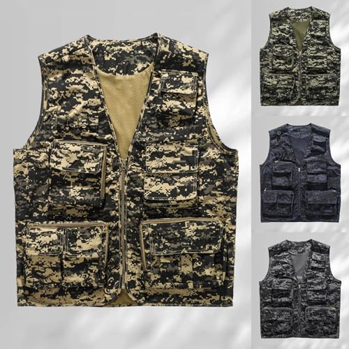 Chaleco de pesca de camuflaje para hombre con multibolsillos transpirable 2