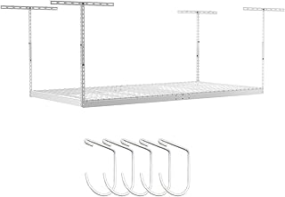 4x8 Overhead Garage Storage Rack Heavy Duty - White (12"-24") - Holds 600 lb