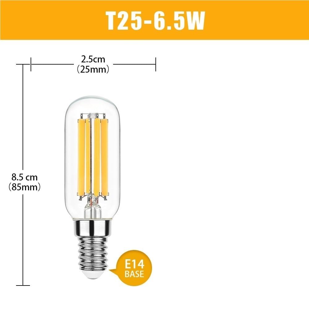 YSJX Lighting, Confezione da 50 Lampadine a Filamento LED AC220V T25 E14 6,5W Edison Illuminazione Notturna Dimmerabile Senza Strobo Lampadine per la casa