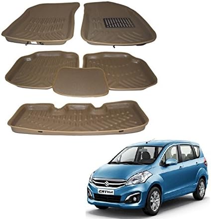 Auto Hub 3D / 4D EVA, Plastic Car Floor Mats Compatible with Maruti Ertiga (Model : 2012-2018) -Beige, Unit-1