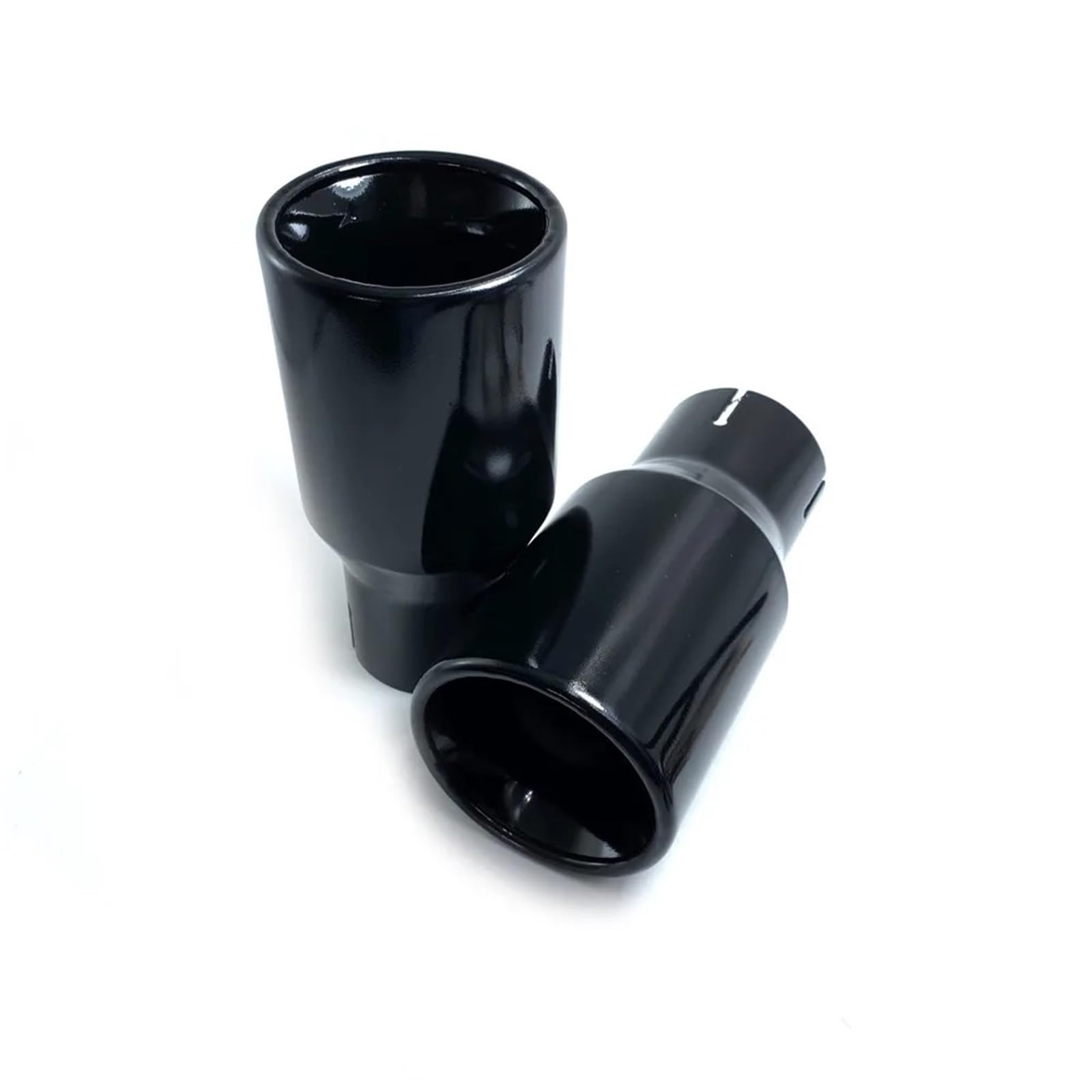 Terminale Tubo Coda Punta Di Scarico Universale Da 2,5" Per Auto, Terminale Automatico, Ugello Per Marmitta, Smussato In Acciaio Inox, Vernice A Cottura Completa, Nero
