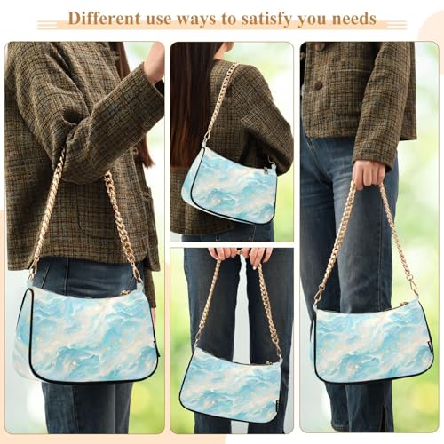 Sac à main blanc sarcelle au contraste tendance et moderne, taille unique - 6