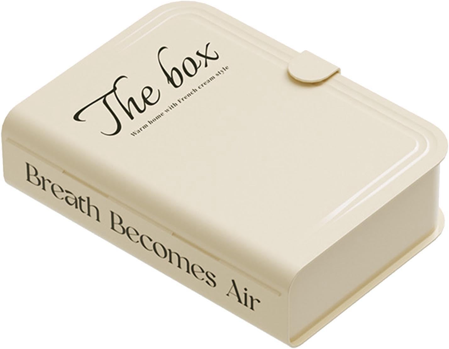 Data Cable Organizer Box Elegant Book Style Compartment Storage for Jewelry and Cables Home Office Decoration Plastic 25x18x6.5cm (Cream White)