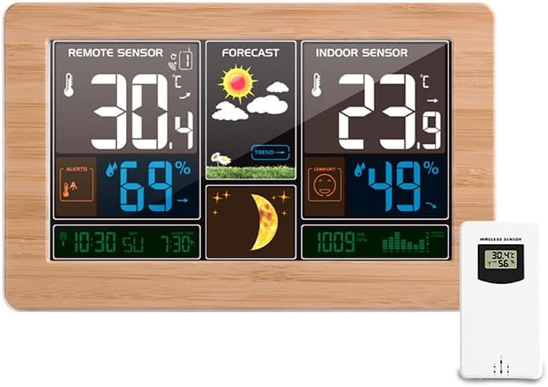 Temperature Humidity Sensor Indoor Outdoor Hygrometer Thermometer Wall Barometer Forecast Weather Station(E)