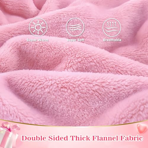 Image of Waitu Wearable Blanket Sweatshirt Gifts for Women and Men, Warm and Cozy Giant Blanket Hoodie, Thick Flannel Blanket with Sleeves - Bright Pink