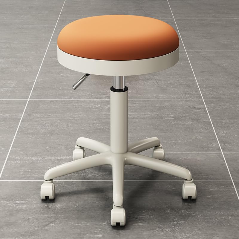 Taburete giratorio giratorio de 360° con ruedas, altura ajustable, perfecto para salón, taller, belleza, peluquería, laboratorio, taburete móvil para mayor comodidad y comodidad
