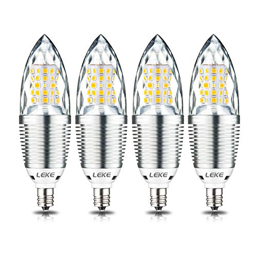 LEKE Dimmable LED Light Bulbs 10W E12 LED Bulb 3000K E12 Candelabra Bulb Warm White 1000lm LED Light Bulb 85-100 watt Equivalent Incandescent Torpedo Shape Bullet Top(4 Pack)