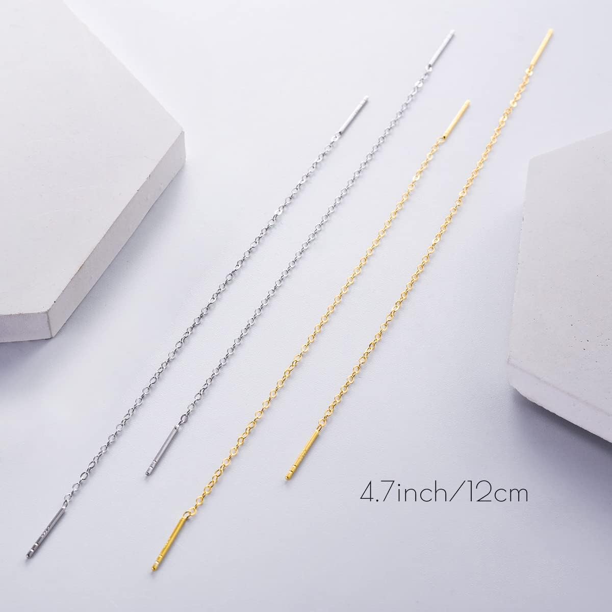 2 Pairs S925 Sterling Silver Chain Threader Earrings For Women Bar Wrap Threader Dangle Drop Earrings Lightweight Minimalist Hypoallergenic Earrings Anniversary Jewelry - Image 6