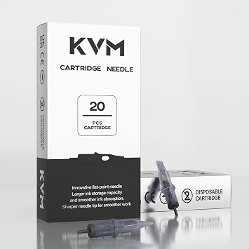 20 Pack KVM Professional Tattoo Needles - Deep Ink Grooves, Sharp Flat Tip & Sterile Individual Packaging for Artists & Hobbyists 1205RL