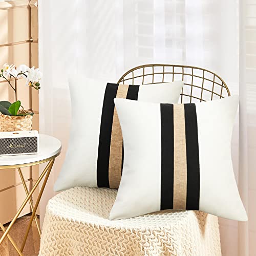 Jasen Farmhouse Decorative Throw Pillow Covers Black And White Throw Pillow Cover Boho Modern Accent Pillow Cover For Couch Sofa,18 X 18 Inch #TOP1