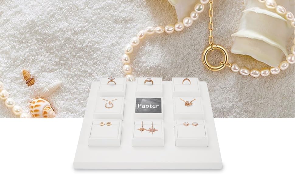 Leather Neacklace Display Stand Small Necklace Bracelet Holder Necklace Display Block Jewelry Stand for Pendant Necklace Showcase,White - Image 9