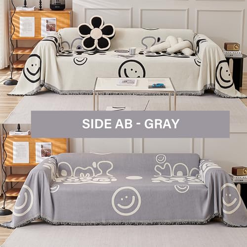 Funda de sofá reversible y antideslizante en chenilla gris multitemporada 3