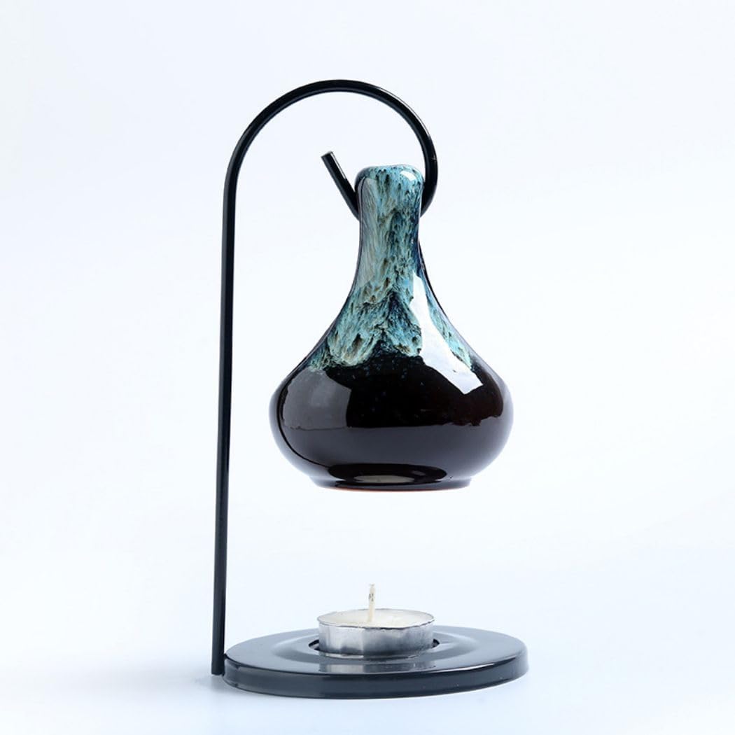 Tear Drop Essential Oil Burner Wax Melt Burners, Aromatherapy Aroma Burner Ceramic Oil Diffuser Candle Tealight Holder Home Bedroom Decor-C1 Blue