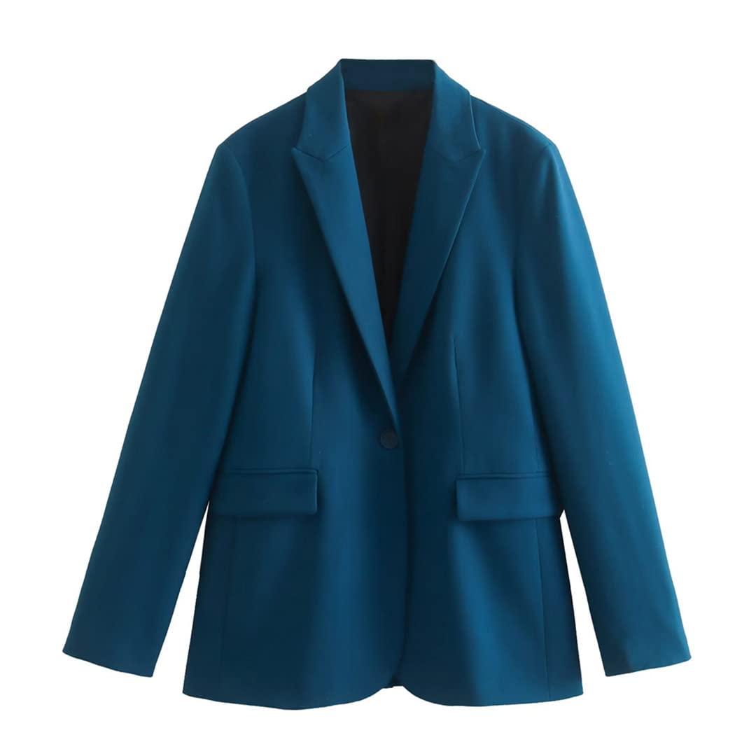 Spring - Conjunto de dos piezas para mujer, con botones, recto, cintura alta, pantalones de pierna ancha, Chaqueta de traje, L
