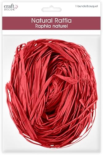 Miniatura 2 de Raffia Fibra de hilo largo para artes y manualidades, manojo mediano de 2 onzas (rojo)