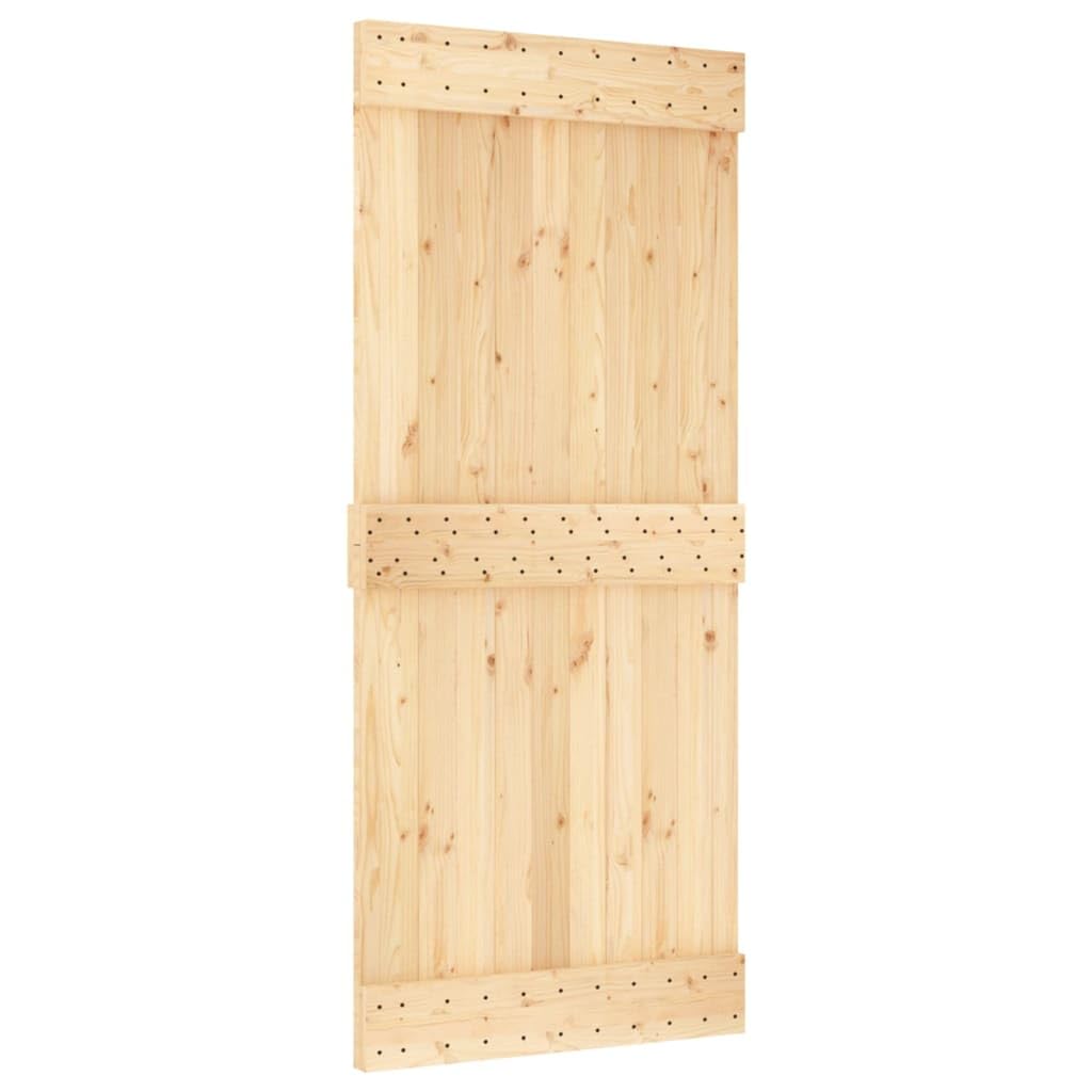 Porte 90x210 cm Bois Massif de Pin Panneau Suspendu en Bois Porte Interieur Bois Porte Bois Porte Coulissante Bois Porte Coulissante sur Rail Porte de Grange Meuble Porte Coulissante