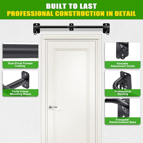 SELEWARE Heavy Duty Wall Mount Pull Up Bar, 450LB Capacity Joist Mount Chin Up Bar for Doorway, Sturdy Steel Construction, w/Resistance Band Hooks, Fits 32" Wall Studs for Home Gym Strength Training - Image 5