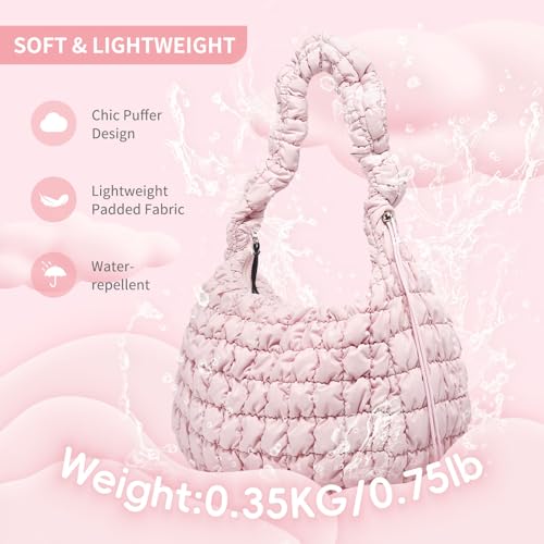Image of Large Quilted Tote Bag Puffer Purse Quilted Crossbody Bags for Women with Adjustable Strap