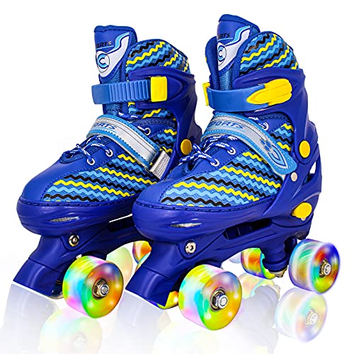 La mejor comparación de Patines cars - cinco favoritos. 20 SEEDARY Patines En Paralelo 4 Rueda Ajustable para Niño, Azul Patines Quad Infantiles Talla 20-24cm con Ruedas iluminadas, Patines para Exteriores e Interiores Regalo de Patinaje...