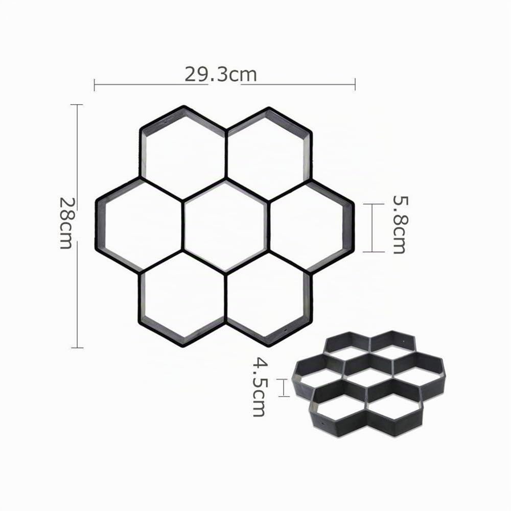 Stampo per pavimentazione per giardino, in plastica, esagonale, fai da te, per pavimentazione in cemento, per vialetti, sentieri, riutilizzabili, per passerella, giardino, cortile, patio,