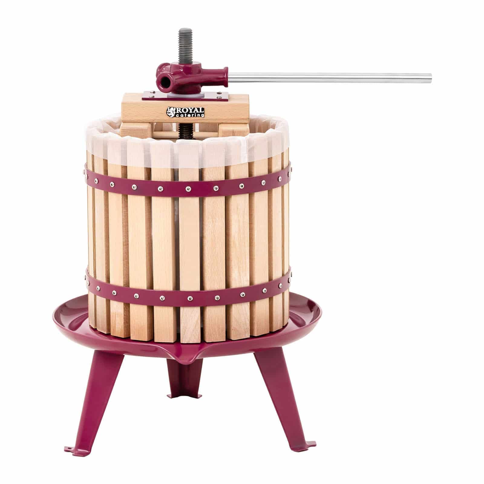 Royal Catering Torchietto Premitutto Manuale Torchio A Vite RCWP-12LW (Legno, 6 Litri, 1 Sacco filtrante)