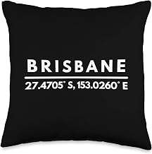 Brisbane Latitude and Longitude Brisbane Australia Fans Throw Pillow