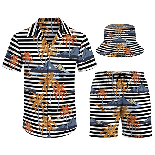 Ensemble d'été homme fleuri avec chapeau pour look de plage décontracté
