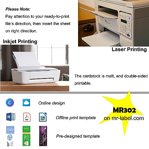 Mr-Label 210GSM Heavyweight Printable Raffle Tickets with Tear-Away Stubs, Micro-Perforated Cardstock, Laser/Inkjet, for Raffle and Event Tickets (2-1/8\" x 5-1/2\", 50 Sheets 400 Tickets) - Thumbnail 5
