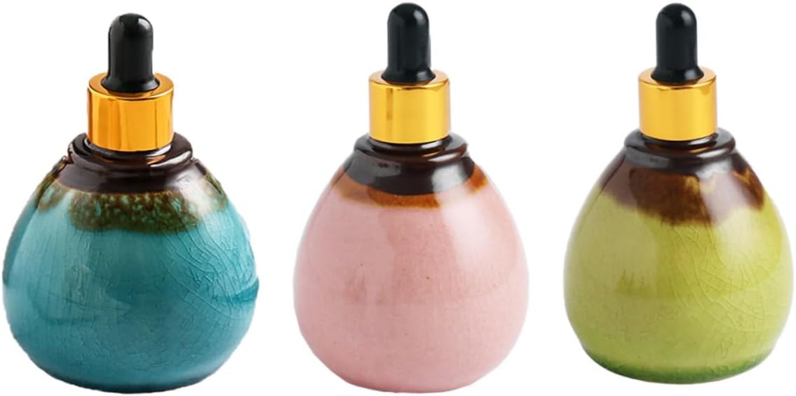 CANIGHT 3pcs 95ml Ceramic Essential Oil Dropper Bottles Sealed Light-Proof Multipurpose Sub Bottles for Aromatherapy and Fragrance Use