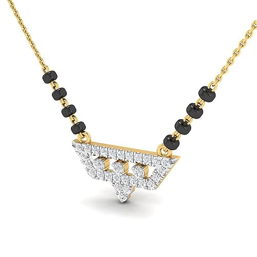 18KT(750) Diamond Mangalsutra Pendant with Black Beaded Chain For Women (LN20881)