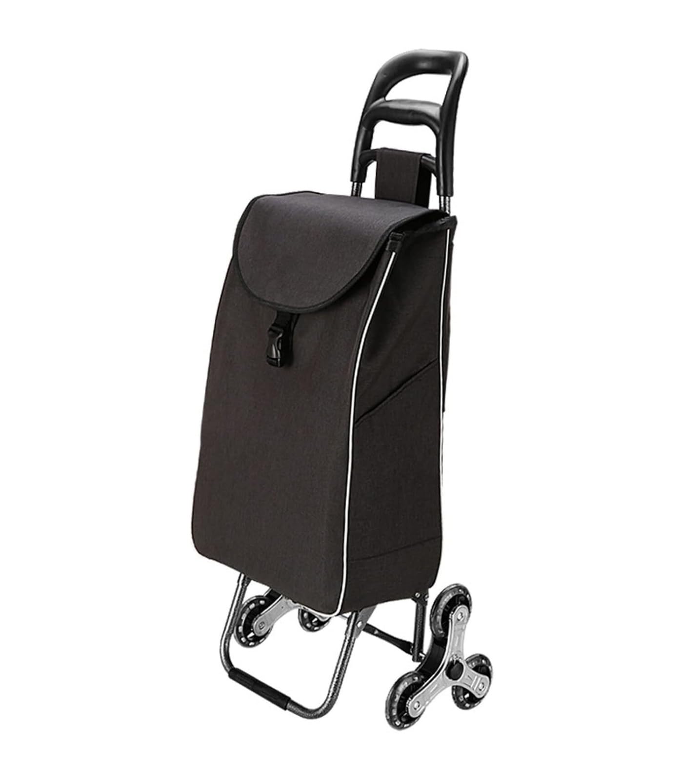 SBZIOJHDR foldable shopping trolley， with Wheels Foldable Lightweight Grocery Cart with 6 for Stair Climbing Trolley(Black)