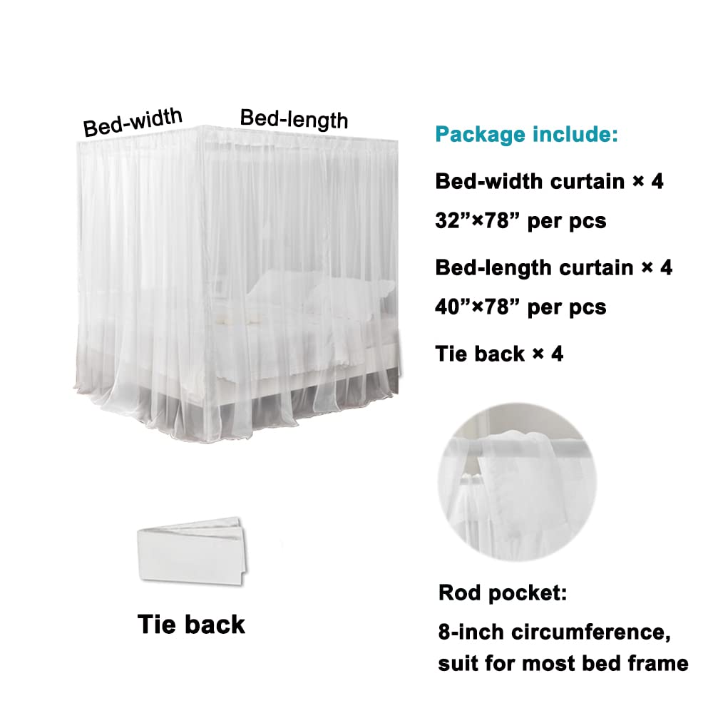 Tenda a baldacchino bianca per letto matrimoniale, morbida sciarpa a baldacchino per ragazze e adulti (Queen, bianco)