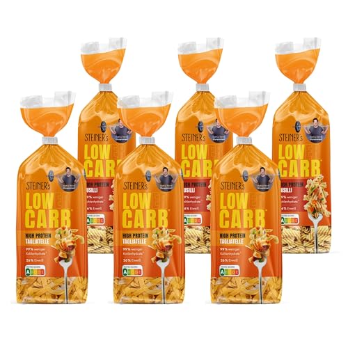 STEINER´s Low Carb Pastamix | 99% weniger Kohlenhydrate | Tagliatelle + Fusilli | Ballaststoffreich, (STEINER´s Pastamix, 3+3 Pack)