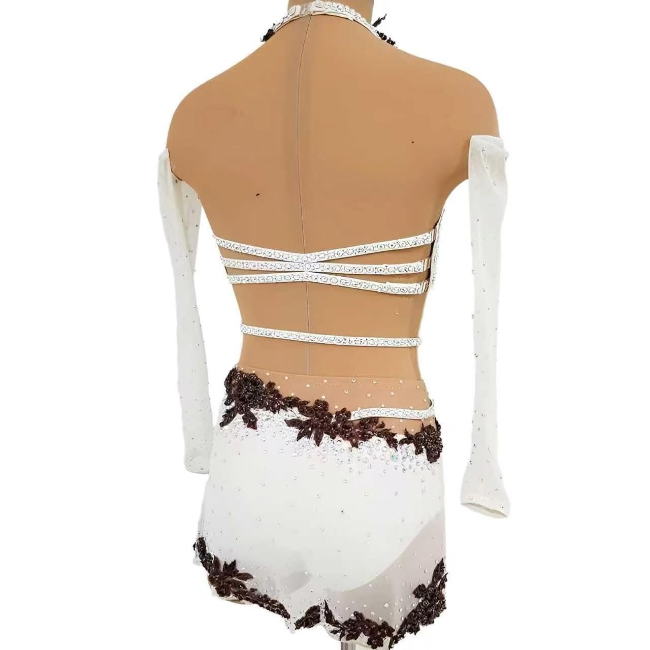 Costume danza moderna con fiori e strass for donna e ragazza