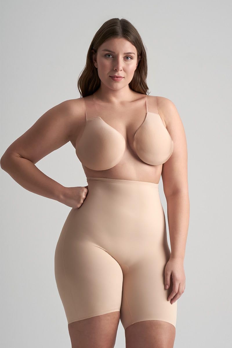 Bye Bra Soutien-gorge sculptant, à enfiler, soutien-gorge adhésif, soutien-gorge réutilisable, jusqu'à bonnet H, beige/noir