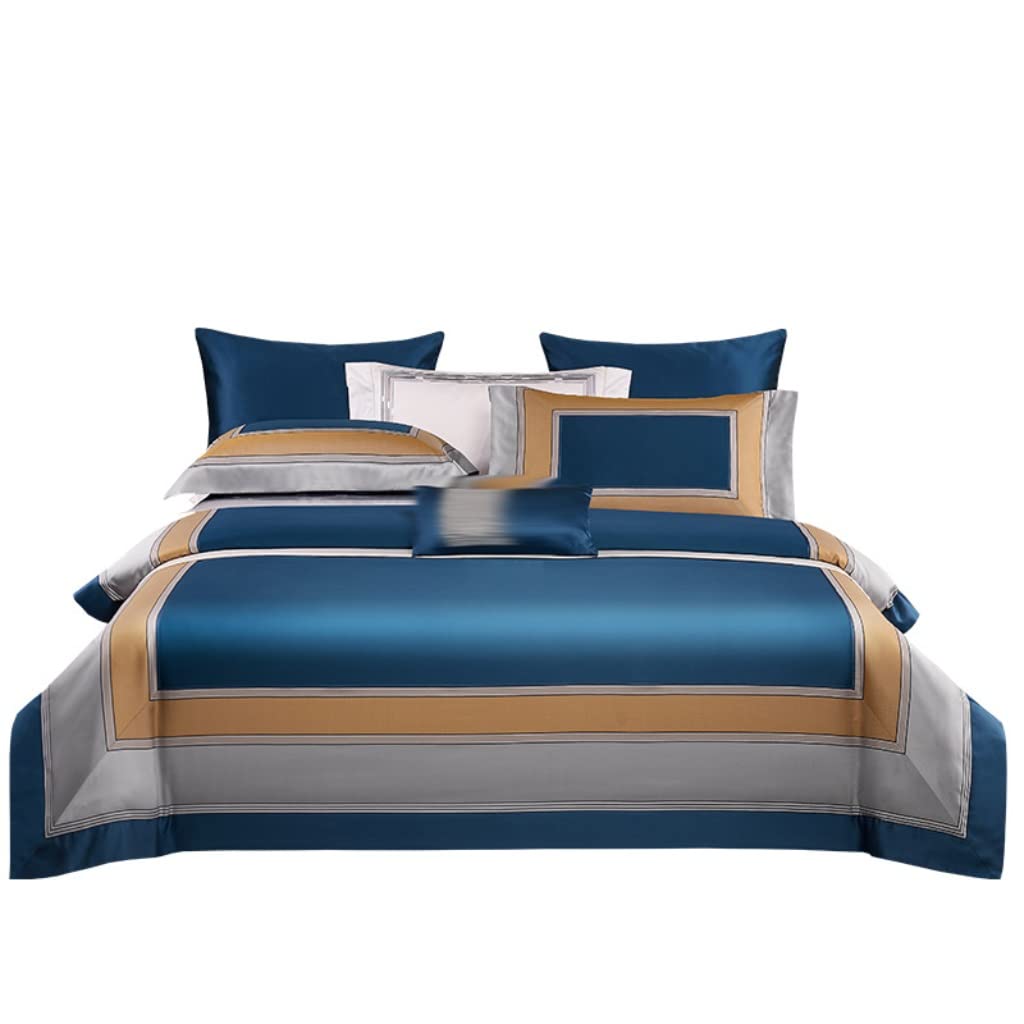 Bettdecke, Baumwoll-Bettwäsche, Heimtextilien-Bettwäsche, bunter Jacquard, vierteiliges Villa-Set, 220 x 240 cm (D 220 x 240 cm)